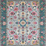 Ultra Soft Area Rug, Non Slip, Stain Resistant, Washable Area Rugs for Living Room, Bedroom, Chic Vintage Floral Arrangement(Gray)