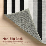 Ultra Soft Area Rug, Non Slip, Stain Resistant, Washable Area Rugs for Living Room, Bedroom, Designer Dual-Tone Horizontal Lined Rug with Geometric Precision(Black)
