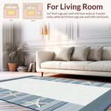 Ultra Soft Area Rug, Non Slip, Stain Resistant, Washable Area Rugs for Living Room, Bedroom, Chic Textured Oceanic Vibes(Blue)