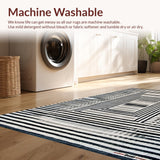 Ultra Soft Area Rug, Non Slip, Stain Resistant, Washable Area Rugs for Living Room, Bedroom, Rhythmic Monochrome Line Rug, Artistic Contrast Stripe Carpet, Distinctive(Gray)