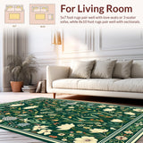 Ultra Soft Area Rug, Non Slip, Stain Resistant, Washable Area Rugs for Living Room, Bedroom, Artful Botanical Insect Composition(Green)