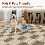 Ultra Soft Area Rug, Non Slip, Stain Resistant, Washable Area Rugs for Living Room, Bedroom, Rustic Neutral Patterned Textile Artwork(Beige)