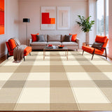 Ultra Soft Area Rug, Non Slip, Stain Resistant, Washable Area Rugs for Living Room, Bedroom, Elegant Beige and Sand Toned Checkered with Layered Plaid Stripes(Beige)
