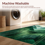 Ultra Soft Area Rug, Non Slip, Stain Resistant, Washable Area Rugs for Living Room, Bedroom, Rustic Tree Silhouette Outdoor Decor(Green)