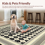 Ultra Soft Area Rug, Non Slip, Stain Resistant, Washable Area Rugs for Living Room, Bedroom, Diamond Area(Black)