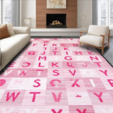 Ultra Soft Area Rug, Non Slip, Stain Resistant, Washable Area Rugs for Living Room, Bedroom, Delightful Pink Playful Alphabet Arrangement(Pink)