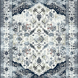Ultra Soft Area Rug, Non Slip, Stain Resistant, Washable Area Rugs for Living Room, Bedroom, Rustic Vintage Patterned Elegance(White)