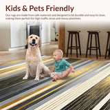 Ultra Soft Area Rug, Non Slip, Stain Resistant, Washable Area Rugs for Living Room, Bedroom, Artistic Textured Linear Design(Gold)