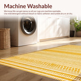 Ultra Soft Area Rug, Non Slip, Stain Resistant, Washable Area Rugs for Living Room, Bedroom, Eclectic Crochet Border Design(Gold)
