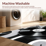 Ultra Soft Area Rug, Non Slip, Stain Resistant, Washable Area Rugs for Living Room, Bedroom, Vintage Vinyl Living Room Non-Slip Carpet(Black)