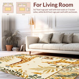 Ultra Soft Area Rug, Non Slip, Stain Resistant, Washable Area Rugs for Living Room, Bedroom, Whimsical Jungle Friends Kids Area Beige Tones with Charming Animal Motifs(Beige)