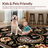 Ultra Soft Area Rug, Non Slip, Stain Resistant, Washable Area Rugs for Living Room, Bedroom, Elegant Black Paisley Bedroom Accent Rug(Black)