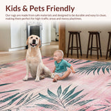 Ultra Soft Area Rug, Non Slip, Stain Resistant, Washable Area Rugs for Living Room, Bedroom, Cozy Modern Lattice Arrangement(Pink)