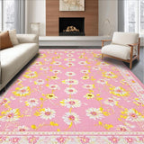 Ultra Soft Area Rug, Non Slip, Stain Resistant, Washable Area Rugs for Living Room, Bedroom, Vibrant Pink Flower Extravaganza(Pink)