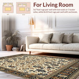 Ultra Soft Area Rug, Non Slip, Stain Resistant, Washable Area Rugs for Living Room, Bedroom, Abstract Animal Print(Ivory)