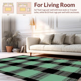 Ultra Soft Area Rug, Non Slip, Stain Resistant, Washable Area Rugs for Living Room, Bedroom, Timeless Farmhouse Plaid Appeal(Gray)