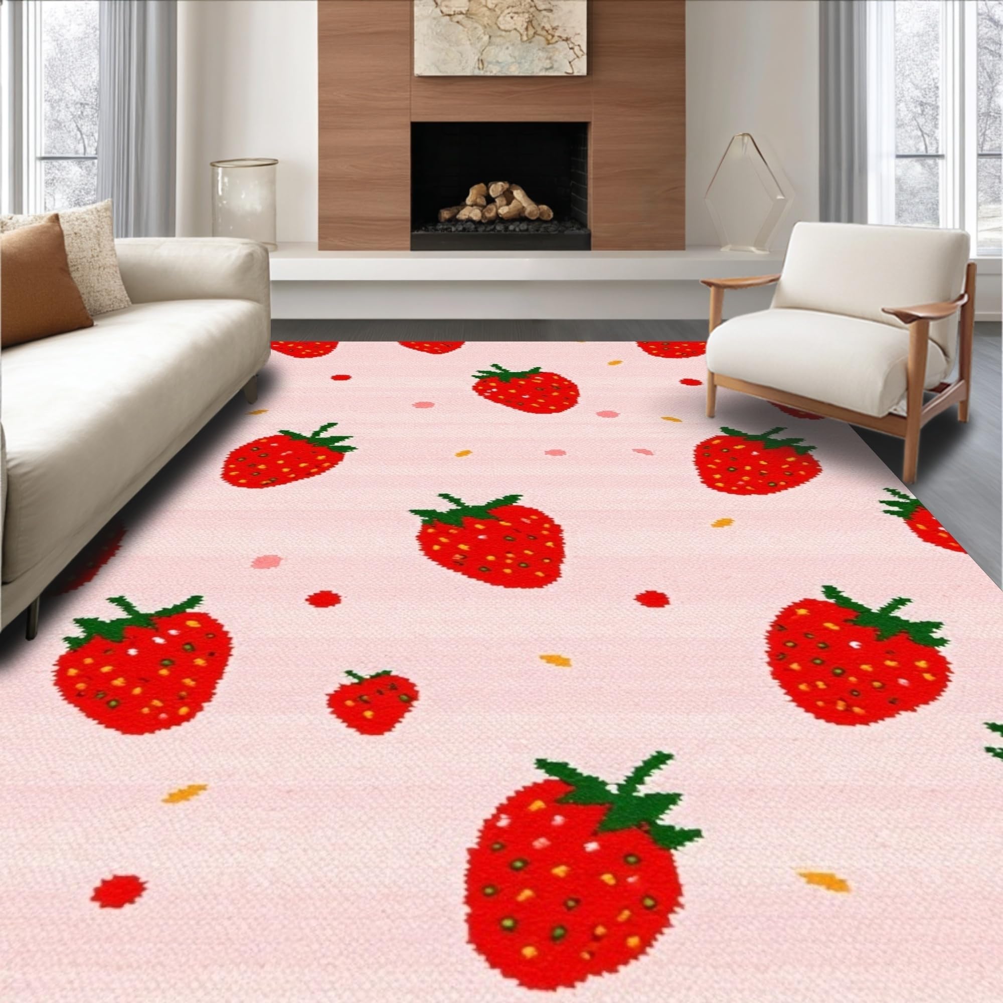 120×204 \"strawberry cake” ViNTAGE RUG Strawberry Rug
