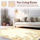 Ultra Soft Area Rug, Non Slip, Stain Resistant, Washable Area Rugs for Living Room, Bedroom, Beige Area Floral Design Throw(Beige)