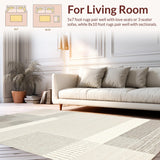 Ultra Soft Area Rug, Non Slip, Stain Resistant, Washable Area Rugs for Living Room, Bedroom, Vibrant Boho Geometric Aesthetic(Beige)