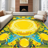 Ultra Soft Area Rug, Non Slip, Stain Resistant, Washable Area Rugs for Living Room, Bedroom, Bold Eclectic Circular Elements(Yellow)