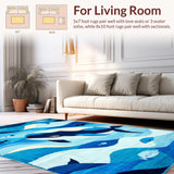 Ultra Soft Area Rug, Non Slip, Stain Resistant, Washable Area Rugs for Living Room, Bedroom, Kid-Friendly Fun Animal Imagery(Blue)