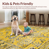 Ultra Soft Area Rug, Non Slip, Stain Resistant, Washable Area Rugs for Living Room, Bedroom, Chic Modern Abstract Composition(Yellow)