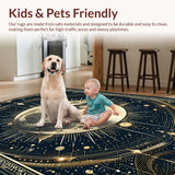 Ultra Soft Area Rug, Non Slip, Stain Resistant, Washable Area Rugs for Living Room, Bedroom, Vibrant Esoteric Cosmic Pattern(Black)