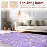 Ultra Soft Area Rug, Non Slip, Stain Resistant, Washable Area Rugs for Living Room, Bedroom, Stylish Soft Round Shag Decor(Purple)