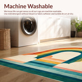 Ultra Soft Area Rug, Non Slip, Stain Resistant, Washable Area Rugs for Living Room, Bedroom, Modern Multicolored Graphic Expression(Beige)