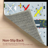 Ultra Soft Area Rug, Non Slip, Stain Resistant, Washable Area Rugs for Living Room, Bedroom, Airfield Runway Play Area Rug Featuring Airplanes And Control Towers(Gray)