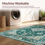 Ultra Soft Area Rug, Non Slip, Stain Resistant, Washable Area Rugs for Living Room, Bedroom, Chic Light Blue Medallion Art(Blue)