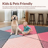 Ultra Soft Area Rug, Non Slip, Stain Resistant, Washable Area Rugs for Living Room, Bedroom, Abstract Washable Bedroom Luxury Area Rug(Pink)