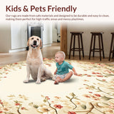Ultra Soft Area Rug, Non Slip, Stain Resistant, Washable Area Rugs for Living Room, Bedroom, Beige Floral Decor Low Pile Spring Bloom Design(Beige)