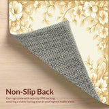 Ultra Soft Area Rug, Non Slip, Stain Resistant, Washable Area Rugs for Living Room, Bedroom, Tranquil Bloom Absorbent Beige Bath Non Skid Floral(Beige)