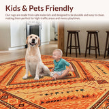 Ultra Soft Area Rug, Non Slip, Stain Resistant, Washable Area Rugs for Living Room, Bedroom, Vibrant Diamond Patterned Aesthetic(Orange)