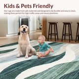 Ultra Soft Area Rug, Non Slip, Stain Resistant, Washable Area Rugs for Living Room, Bedroom, Rustic Distressed Geometric Style(Green)