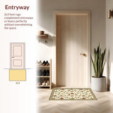Ultra Soft Area Rug, Non Slip, Stain Resistant, Washable Area Rugs for Living Room, Bedroom, Retro Floral Dining Room Non-Slip Rug(Beige)
