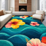 Ultra Soft Area Rug, Non Slip, Stain Resistant, Washable Area Rugs for Living Room, Bedroom, Hawaiian Inspired Surfboard Printed Rug Tropical Beach Themed Floor Mat(Blue)