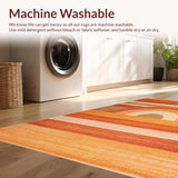 Ultra Soft Area Rug, Non Slip, Stain Resistant, Washable Area Rugs for Living Room, Bedroom, Elegant Earthy Abstract Design(Orange)