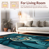 Ultra Soft Area Rug, Non Slip, Stain Resistant, Washable Area Rugs for Living Room, Bedroom, Rustic Animal Print with Orange Hues(Blue)