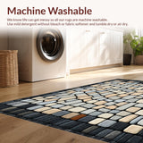 Ultra Soft Area Rug, Non Slip, Stain Resistant, Washable Area Rugs for Living Room, Bedroom, Zen Stone Mosaic Area with Cobblestone Inspired Boho Geometric Motifs(Beige)