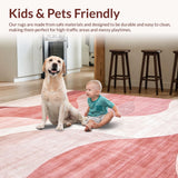 Ultra Soft Area Rug, Non Slip, Stain Resistant, Washable Area Rugs for Living Room, Bedroom, Inviting Plush Colorful Design(Beige)