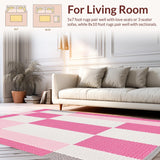 Ultra Soft Area Rug, Non Slip, Stain Resistant, Washable Area Rugs for Living Room, Bedroom, Fun Geometric Learning Pattern(Pink)