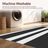 Ultra Soft Area Rug, Non Slip, Stain Resistant, Washable Area Rugs for Living Room, Bedroom, Stylish Black and White Rug:  Minimalist Geometric Design(Black)