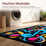 Ultra Soft Area Rug, Non Slip, Stain Resistant, Washable Area Rugs for Living Room, Bedroom, Playful Colorful Note Illustration(Blue)