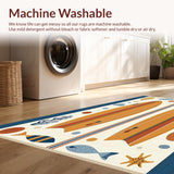Ultra Soft Area Rug, Non Slip, Stain Resistant, Washable Area Rugs for Living Room, Bedroom, Vibrant Coastal Artwork Display(Orange)