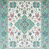 Ultra Soft Area Rug, Non Slip, Stain Resistant, Washable Area Rugs for Living Room, Bedroom, Vintage Eclectic Botanical Design(White)