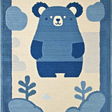 Ultra Soft Area Rug, Non Slip, Stain Resistant, Washable Area Rugs for Living Room, Bedroom, Playful Teddy Bear Illustration(Blue)