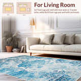 Ultra Soft Area Rug, Non Slip, Stain Resistant, Washable Area Rugs for Living Room, Bedroom, Serene Minimalist Diamond Pattern(Blue)