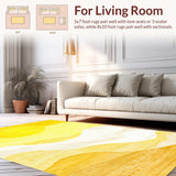 Ultra Soft Area Rug, Non Slip, Stain Resistant, Washable Area Rugs for Living Room, Bedroom, Contemporary Yellow Sunburst(Yellow)